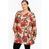 Tuniek - PAPAVERO - Wide Bottom - A-lijn - V-hals - Pofmouwen