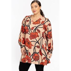 Tuniek - PAPAVERO - Wide Bottom - A-lijn - V-hals - Pofmouwen