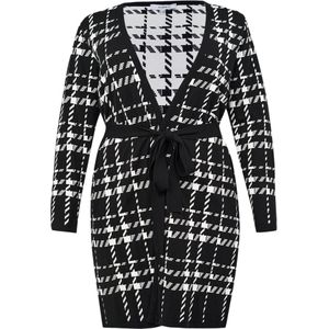 Vest - Zwart-Wit - Ruitprint - Lange Vest