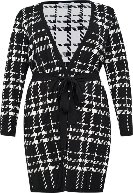 Vest - Zwart-Wit - Ruitprint - Lange Vest