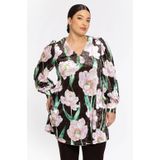 Tuniek - FIORITO - Bloemenprint - Wijd Uitlopend - V-hals - Pofmouwen