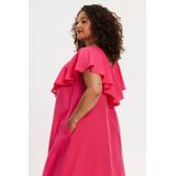 YOEK - Cocktailjurk - Roze - Mouwloos - V-hals - Middellange Lengte
