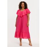 YOEK - Cocktailjurk - Roze - Mouwloos - V-hals - Middellange Lengte