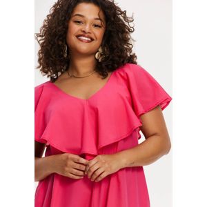 YOEK - Cocktailjurk - Roze - Mouwloos - V-hals - Middellange Lengte
