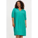 YOEK - A-lijn Jurk - Katoen - Korte Ballonmouwen - V-hals