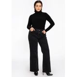 YOEK - High Waist Wide Leg Jeans - Zwart - Denim