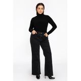 YOEK - High Waist Wide Leg Jeans - Zwart - Denim