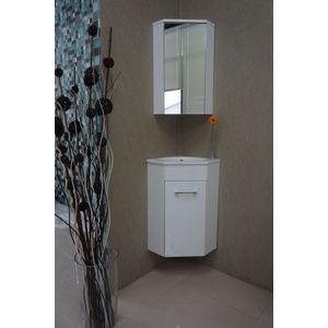 Xellanz - Lena - Hoek-Fonteinkast - Wastafel - Spiegel - Wit - 500x850x250