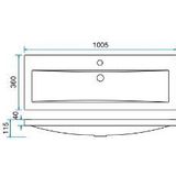 Wiesbaden Flag wastafel enkel met 1 kraangat 100x36x4 cm kunstmarmer glans wit 38.4016