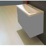 Wiesbaden Flag wastafel enkel met 1 kraangat 100x36x4 cm kunstmarmer glans wit 38.4016