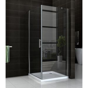 Wiesbaden Douchecabine Swingdeur met Zijwand (90x90x200) Chroom 8mm Glas NANO Anti-Kalk