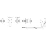 Wiesbaden Cross Inbouw Wastafel mengkraan 2-Knops - Geborsteld Staal