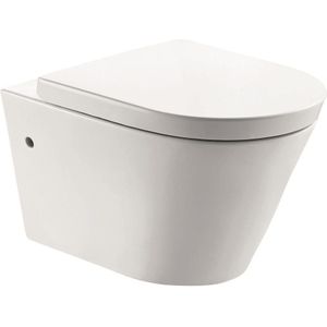 Xellanz Flow wandcloset rimless met nano coating met Flow toiletzitting softclose en quick release glans wit 32.3458
