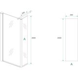 Xellanz Eco zijwand met hoekprofiel 300 x 2000 x 8 mm nano helder glas/chroom 20.4060