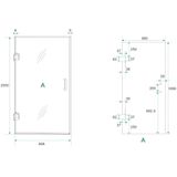 Wiesbaden Profielloze Nisdeur - Douchedeur - 90,8 X 200 cm - 8 Mm NANO Glas