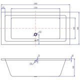 Inbouw Ligbad DUO Santino 1900x900x490 Wit