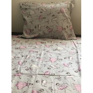Lotte & Julius - Peuterdekbedovertrek - Grijs / Roze - 120 x 150 cm