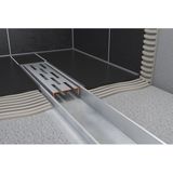 Easy Drain Compact 30 douchegoot RVS met enkele plaat RVS standaard RVS flens waterslot 30mm 100cm inbouw diepte 63mm met zijuitloop EDCOMPR100030