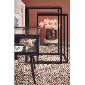 Mica Decorations Goa Beistelltisch - 2er-Set - L35 x B35 x H55 cm - Metall - Schwarz