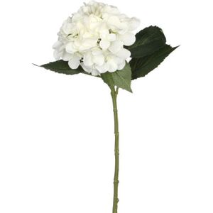 Mica Decorations Kunstbloem - Hortensia tak - wit - 51 cm - losse steel - Kunst zijdebloemen