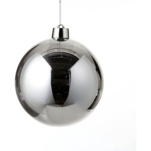 House of Seasons grote kerstbal - zilver - D25 cm - kunststof - mega kerstballen