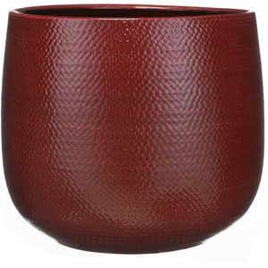 Mica Decorations Plantenpot - keramiek - bordeaux rood - 29 x 25 cm