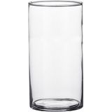 Transparante cilinder vaas/vazen van glas 9 x 15 cm - Woonaccessoires/woondecoraties - Glazen bloemenvaas - Boeketvaas