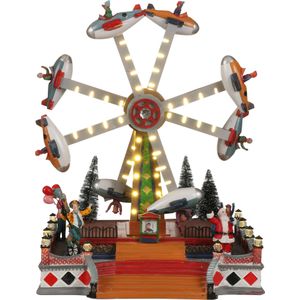 Luville Kerstdorp Miniatuur Kermisattractie met Vliegtuigjes -  L27,5 x B23,5 x H35,5 cm