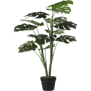 Kunstplant Monstera struik - staand - H100 cm - Grote huis/kantoorplant - nepplant