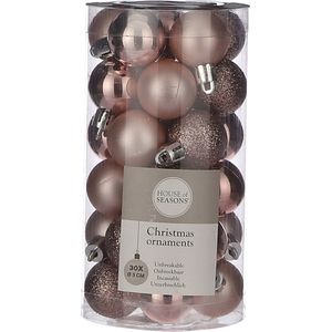 House Of Seasons Kerstballen 3 Cm Roze 30 Stuks