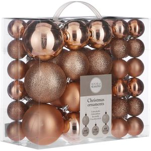 House of Seasons Plastic Kerstballen Set - 46 Stuks - Ø4/6/8 cm - Lichtroze