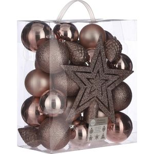 Kerstballen House Of Seasons Unbreakable Lichtroze 8 cm 