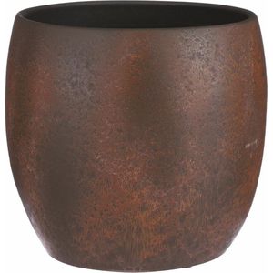 Mica Decorations Bloempot/Plantenpot - Roest/Terracotta Bruin - Voor Kamerplant - H12 X D14 cm