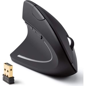 ErgoSupply SR150L Ergonomische Draadloze Muis - Linkshandig - Extra Stille Computermuis - Draadloos met USB ontvanger - Voor Laptop of Computer - Wireless Mouse - Ergonomisch - Zwart