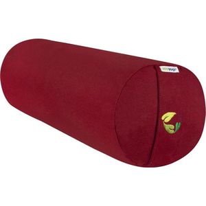 Yoga Bolster Rond - Ecoyogi – 60 x 20 cm – 3,9 kg - Bordeaux – Eco katoen - GOTS gecertificeerd - Yoga rol