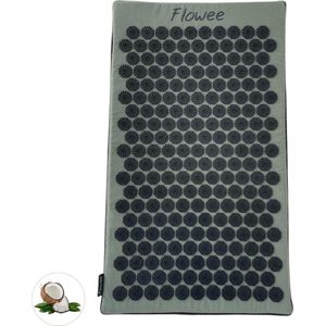 Flowee Spijkermat ECO - Groen met grijs - Vulling Kokosvezels - 77x45 cm - Acupressuur Mat - Spijkerbed - Acupunctuur - Shakti Massage - Vijf jaar Garantie