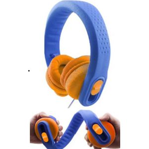 DKT Eduline Flexifoon blauw/oranje flexibele hufterproof koptelefoon hoofdtelefoon kinderen voor gebruik in de school klas