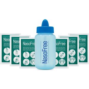 NasoFree neusdouche startset met 30 zakjes nasaal spoelzout met Xylitol - Bij (chronische) bijholteontsteking