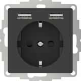 InCharge PRO 55 - Stopcontact - Anthracite - 2USB A-uitgangen - 12W/2,4A