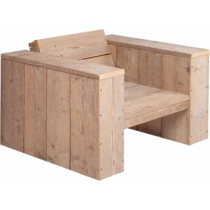 Steigerhouten loungestoelen - set van 2 stoelen - oud steigerhout - zonder kussens - zitdiepte 60 cm