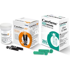 CareSens teststrips (50 st) en CareSens lancetten (100 st)