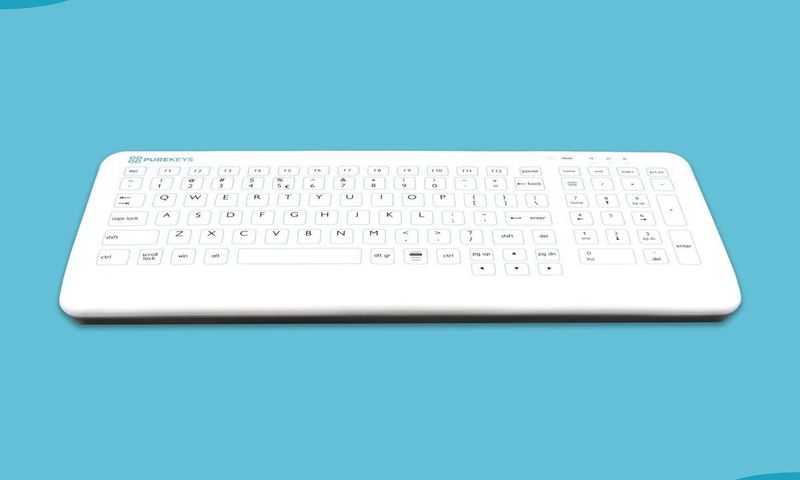 Purekeys compact hygiënisch medisch toetsenbord wit met VESA inserts