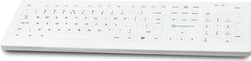 Purekeys - Full Size Toetsenbord - Wit - Siliconen - Hygiënisch