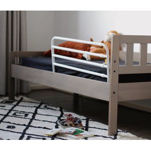 fenss Trombone Bedhekje Metaal Wit - Verstelbaar 77-125 cm | Stevig en Veilig | Voorkomt Uit Bed Vallen | Past op Elk Bed | Eenvoudige Montage | Bedhek voor Peuters