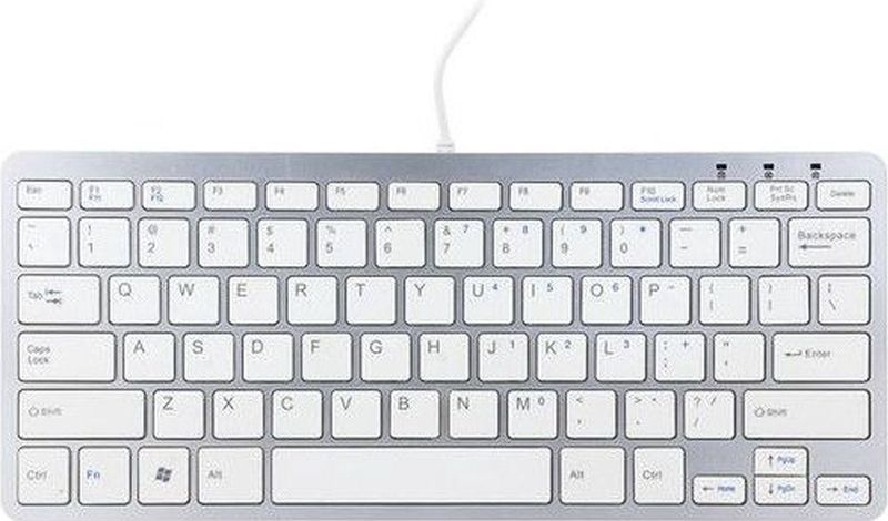 Ergoline ergonomisch toetsenbord – compact - bedraad - zilver – qwerty – 2 usb hubs - thuiswerken – polssteun