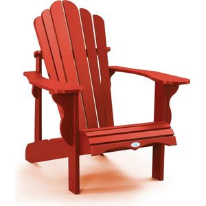 Muskoka of Adirondack chair van gerecycled kunststof in rood. Unieke afwerking, geen zichtbare schroeven!