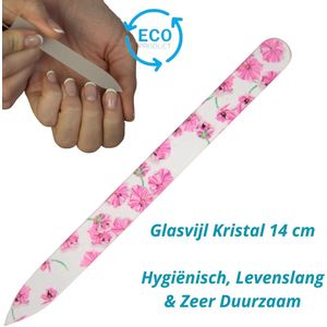 MILANO Professionele Kristal Glas Nagelvijl, Glass Nailfile, 1-zijdig Flowers, Kerst Sint kado