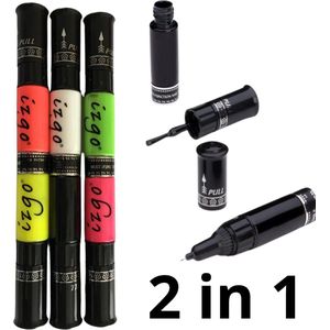 IZGO Naildesign - Nailart -  2 in 1 Nagellak DUO Nail Art Pen - Glow in the Dark Set met extra IZGO zwart en wit pen
