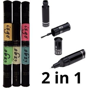 IZGO Naildesign Nailart 2 in 1 Nagellak DUO Nail Art Pen Spring Pastel Set  met extra IZGO zwart en wit pen