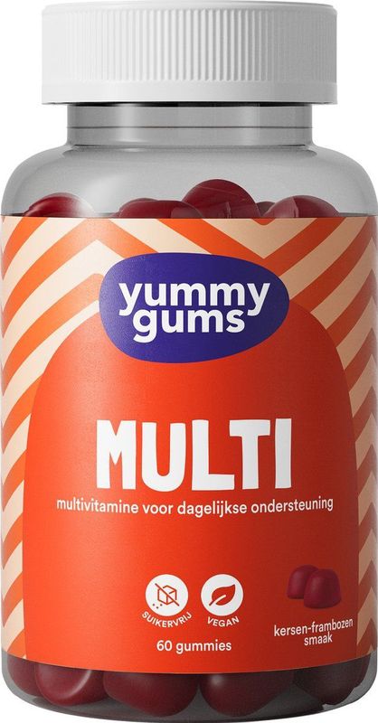 Yummygums - Multivitamine - suikervrij - gummies - vitamine B12, extra D3 en C en Mineralen en zink - vegan - 60 gummies